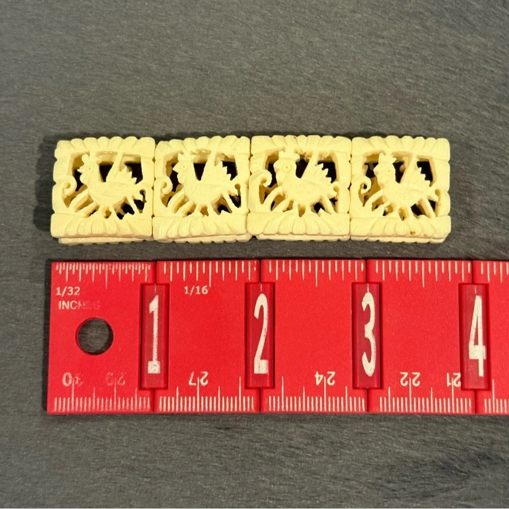 Vtg Carved Bone Rooster Bracelet - Picture 12 of 16